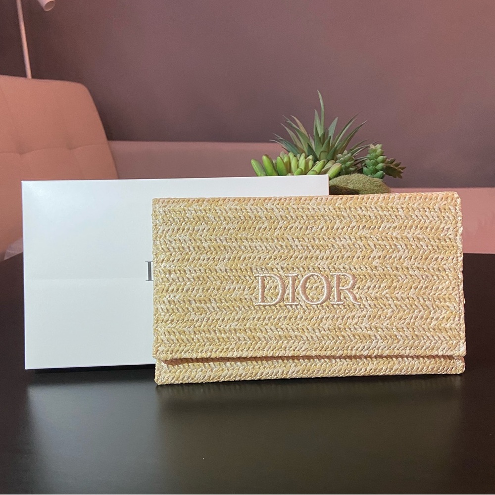 Dior Tan Woven Cosmetic Bag Luxury